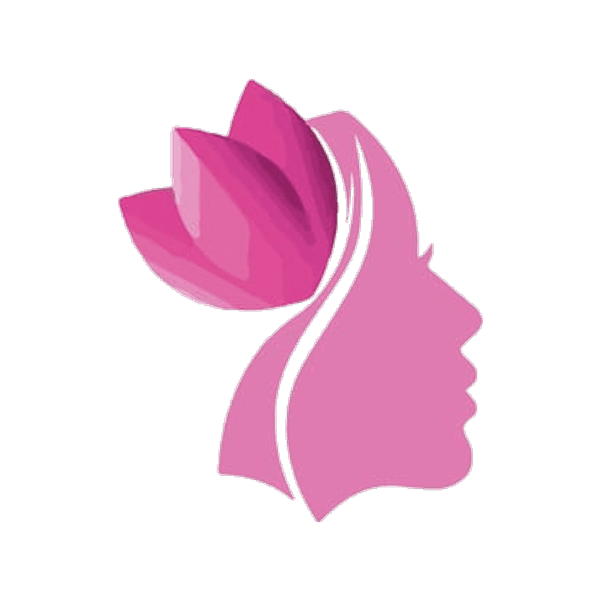 Vaty Cosmétique, pictogramme du visage de femme orné d'une tulipe rose