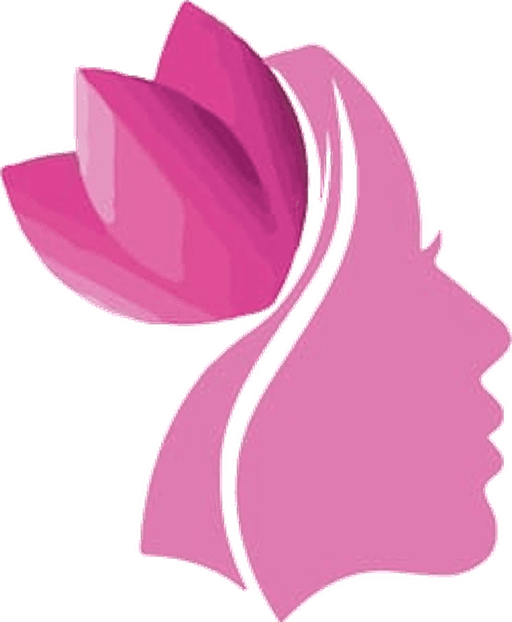 Vaty Cosmétique, pictogramme du visage de femme orné d'une tulipe rose